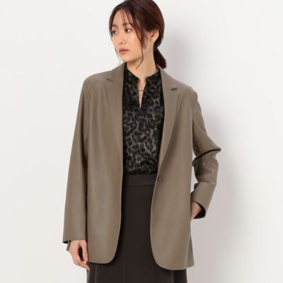 レザーテーラードジャケット ベージュ ロングジャケット テーラード