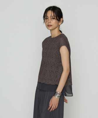 ＜COMME CA Sサイズ (Women/小さいサイズ)＞〔　Ｓサイズ　〕　リネンコードレース　レイヤード風ブラウス（９６２１ＨＫ２７）