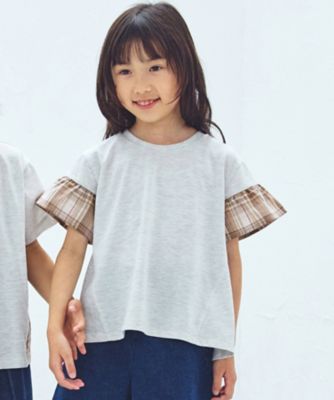 ＜COMME CA ISM (Baby&Kids)＞チェック使い　袖フリルＴシャツ（９８４１ＴＩ０３）