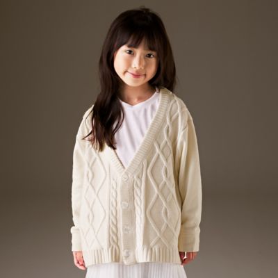 ＜COMME CA ISM(Baby&Kids)＞ケーブルニット×裏毛　ドッキングカーディガン（９８４３ＫＥ０５）