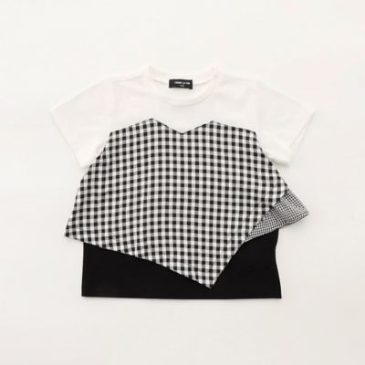 ギンガムチェック　重ね着風デザイン半袖Ｔシャツ（９８４３ＴＣ１１）