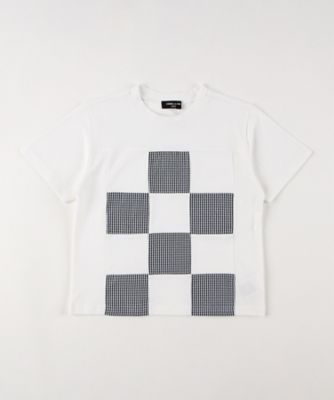 ギンガムチェック使い　パッチワーク半袖Ｔシャツ（９８４６ＴＫ１７）