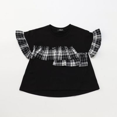 ＜COMME CA ISM (Baby&Kids)＞マドラスチェック　フリル半袖Ｔシャツ（９８４７ＴＣ２３）