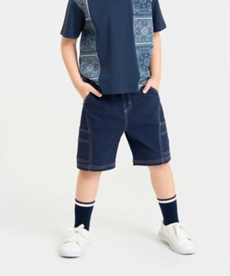 コットンナチュラルストレッチ 配色ステッチ切替ハーフパンツ