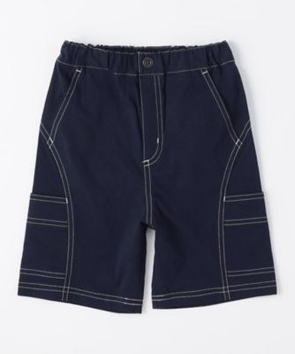 コットンナチュラルストレッチ 配色ステッチ切替ハーフパンツ