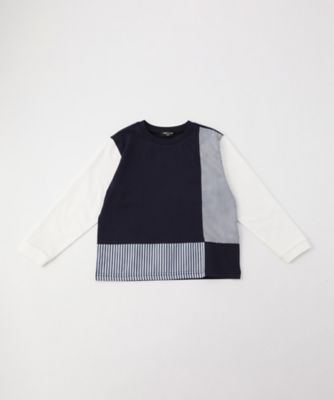 ストライプコンビデザイン　長袖Ｔシャツ（９８６１ＴＫ０７）