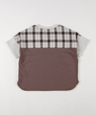 くしゅっとチェック 半袖切り替えTシャツ（9861TK23 