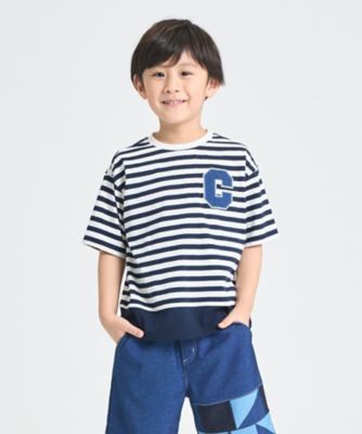 ＜COMME CA ISM (Baby&Kids)＞デニムワッペン付き　ボーダー半袖Ｔシャツ（９８６１ＴＯ３２）