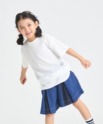 ＜COMME CA ISM (Baby&Kids)＞ケーブルジャカード　フェイクレイヤード　半袖Ｔシャツ（９８６１ＴＯ３３）