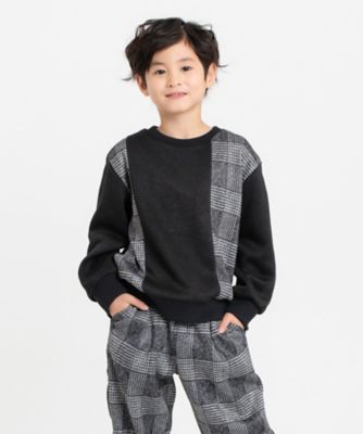 ＜COMME CA ISM (Baby&Kids)＞グレンチェックプリント　裏起毛　切り替えトレーナー　／　セットアップ対応（９８６３ＣＭ５６）