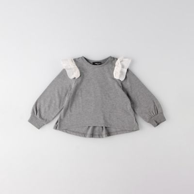 ＜COMME CA ISM (Baby&Kids)＞レースフリル付き　長袖Ｔシャツ（９８６４ＣＡ０５）