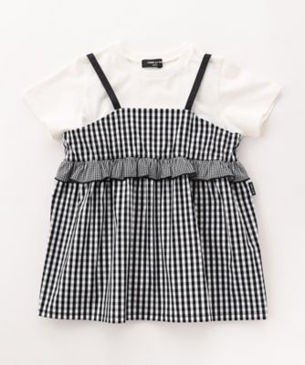 ＜COMME CA ISM (Baby&Kids)＞ギンガムチェック　キャミソールセットＴシャツ（９８６４ＴＯ３６）