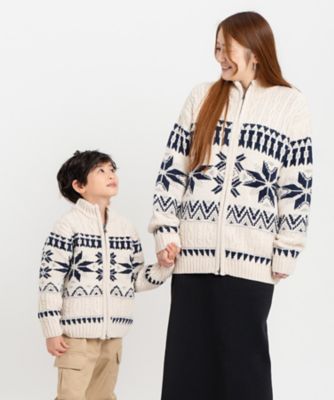 雑誌掲載商品】雪柄 モールニット ジップアップ ブルゾン