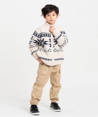 ジャケット・アウター mkm 雑誌掲載商品】雪柄 モールニット ジップアップ ブルゾン