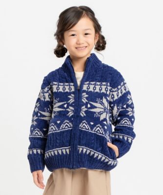 雑誌掲載商品】雪柄 モールニット ジップアップ ブルゾン