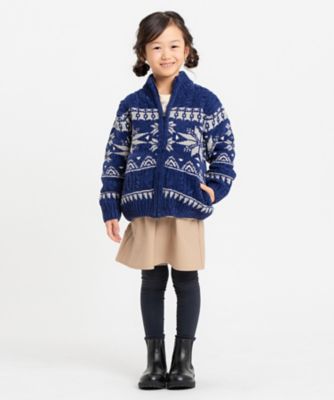 ジャケット・アウター mkm 雑誌掲載商品】雪柄 モールニット ジップアップ ブルゾン