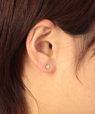 K18ダイヤモンドラウンド×メレダイヤ スタッドピアス