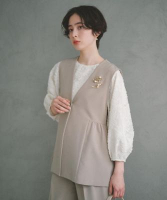 通勤・セレモニー】ダブルクロス ペプラムジレ／セットアップ可