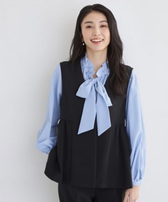 通勤・セレモニー】ダブルクロス ペプラムジレ／セットアップ可