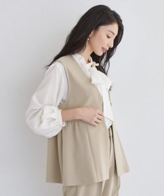 通勤・きちんと見えに】ダブルクロス ペプラムジレ／セットアップ可