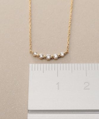 K18 5石アイライン ダイヤモンド ネックレス 18金 K18イエローゴールド アウイナイト / ダイヤモンドラインネックレス