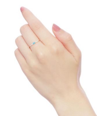 K10カラーストーン（ターコイズ×ダイヤ）バゲットカット リング