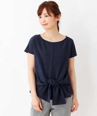 【ＷＥＢ限定サイズあり】麻調リボンブラウス（２００１５２８８２５）