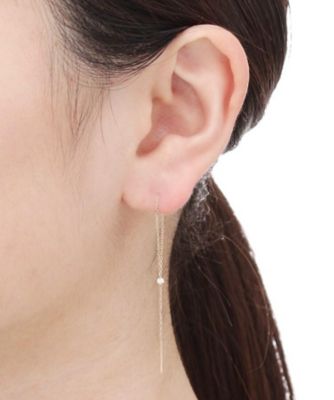 ＜COCOSHNIK (Women)＞Ｋ１０ダイヤモンド　三つ爪ループチェーンピアス（２００１５４３５８１）