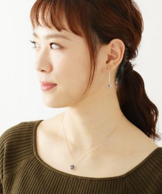 カラーストーン（ラブラドライト）ダブルローズカット　スィングピアス（２００１５７９９０１）