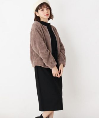 ＜GROVE (Women)＞【ＬＬあり】２点セット！ボアブルゾン＋ワンピースセット（２００１５８６４２５）