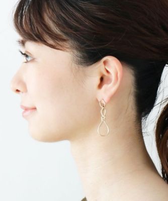 特別セーフ K10フープ×リーフノット スタッドピアス アクセサリー