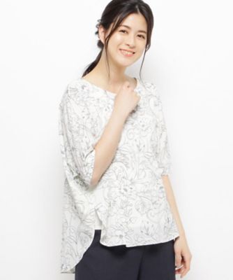 ボタニカル柄ラウンドネック五分袖ブラウス ２００１６３４９５６ 三越伊勢丹オンラインストア 公式