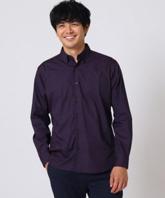 ＜TAKEO KIKUCHI (Men)＞ダーク小紋柄スナップダウンシャツ（２００１６９１５３５）