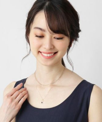 Ｋ１０カラーストーン（オニキス）クッションローズカット　長角ネックレス（２００１６９９６１８）