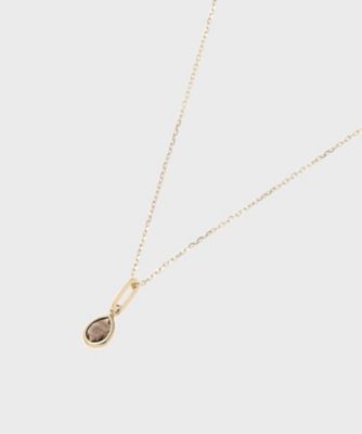 ＜COCOSHNIK (Women)＞Ｋ１０カラーストーン（スモーキークォーツ）ローズカットペアシェイプ　ネックレス（２００１７３６８５３）