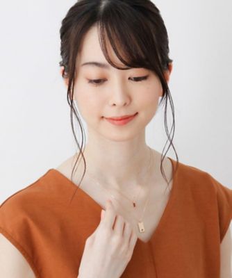Ｋ１０カラーストーン（ガーネット）スクエアプレート　ネックレス（２００１７３６９７４）