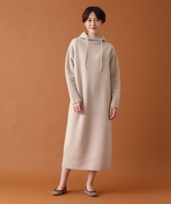 【Ｏｇｇｉ２月号／Ｏｇｇｉ．ｊｐ／ＶＥＲＹ１２月号掲載】ウールカシミヤ　フード付きニットワンピース（２００１７３７６７０）
