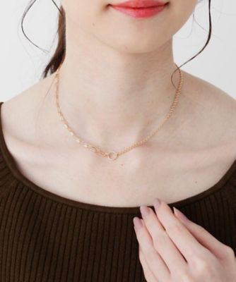 link】アシンメトリーチェーンチョーカーネックレス gold – h
