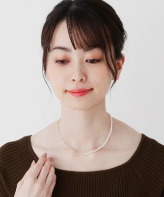 Ｋ１０淡水パール　アシンメトリーチェーン　ネックレス（２００１７４５６８０）