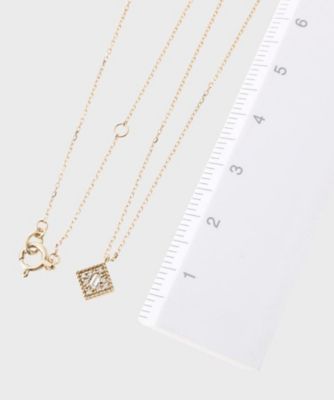 Ｋ１０ダイヤモンド　バゲットカット１石パヴェ　スクエアネックレス（２００１７６６７２３）
