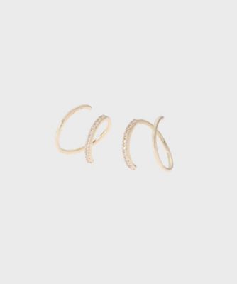 ＜COCOSHNIK (Women)＞Ｋ１０ダイヤモンド　ダブルフープピアス（２００１７６６７７１）