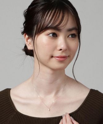 Ｋ１８ダイヤモンド　クラスター取巻き　レクタングルネックレス小（２００１８６００１３）