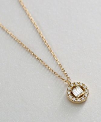 Ｋ１８ダイヤモンド　バゲットカット取り巻き　ネックレス（２００１８８２５６７）