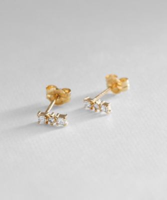 ＜COCOSHNIK (Women)＞Ｋ１８ダイヤモンド　プリンセス×ラウンドカット　スタッドピアス（２００１９３９７２９）