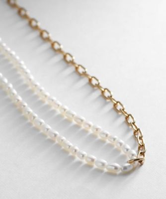 シルバー バロックパール ハーフチェーン ネックレス GP