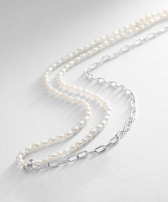 ＜COCOHNIK ONKITSCH (Women)＞シルバー　淡水バロックパール　ハーフチェーン　ネックレス（２００２０４６６８５）