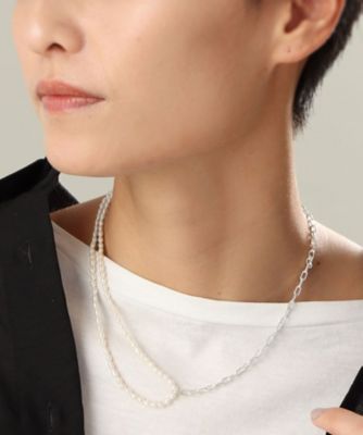 シルバー 淡水バロックパール ハーフチェーン ネックレス