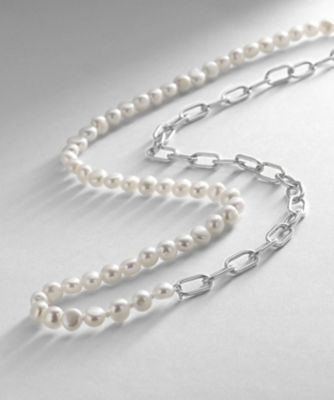 ＜COCOHNIK ONKITSCH (Women)＞シルバー　淡水バロックパール　２Ｗａｙチェーンミックス　ネックレス（２００２０４６７５２）