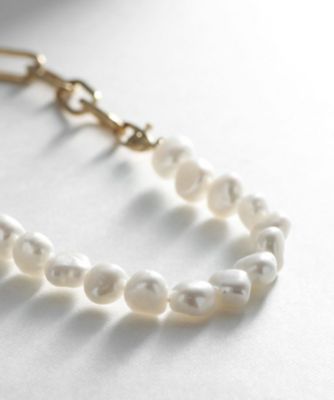 シルバー バロックパール チェーンミックス ブレスレットL GP