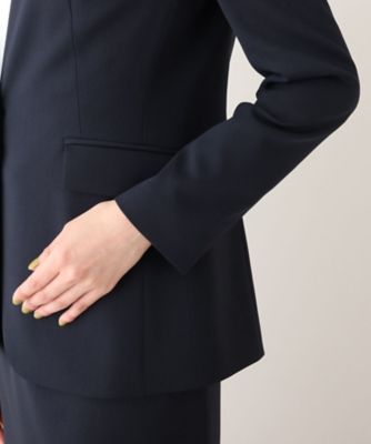 軽くて快適！】ウール混 ストレッチノーカラージャケット